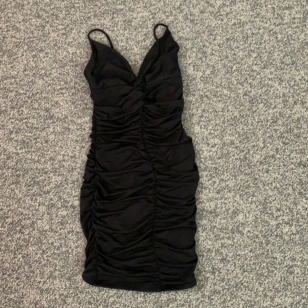 A3 DESIGN black rutched dress